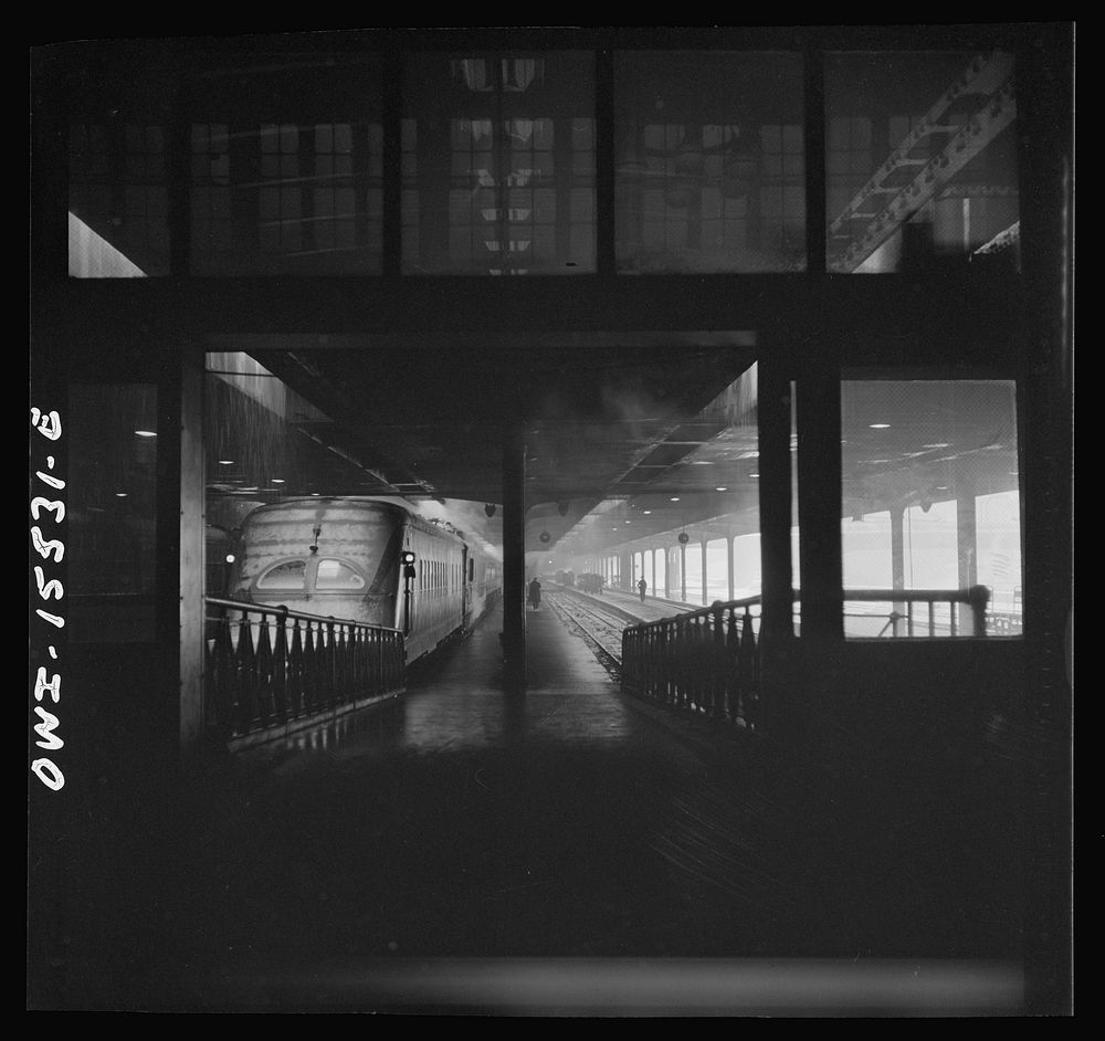 Chicago, Illinois. Train platform used by the Chicago, Milwaukee, Saint Paul and Pacific Railroad on the north side of the…