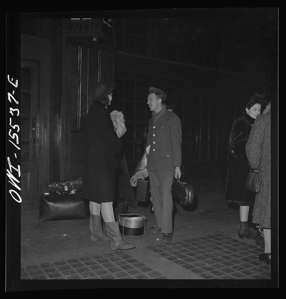 Chicago, Illinois. Waiting for a train at the gate in the train concourse at the Union Station. Sourced from the Library of…