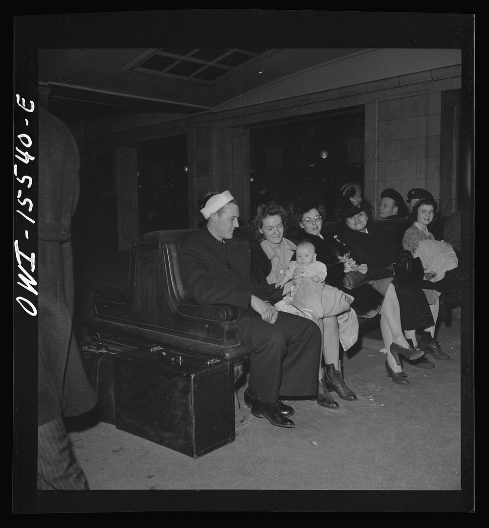 Chicago, Illinois. Waiting for trains at the Union Station. Sourced from the Library of Congress.