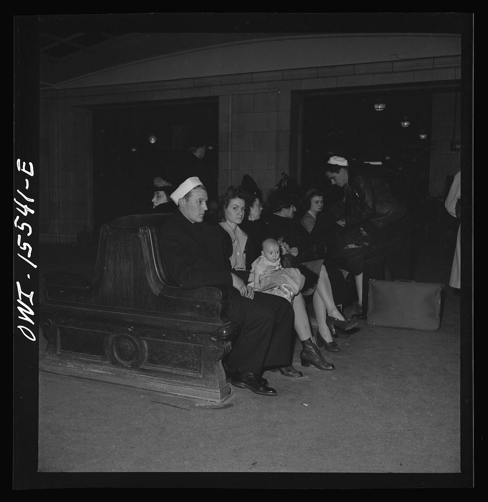 [Untitled photo, possibly related to: Chicago, Illinois. Waiting for trains at the Union Station]. Sourced from the Library…