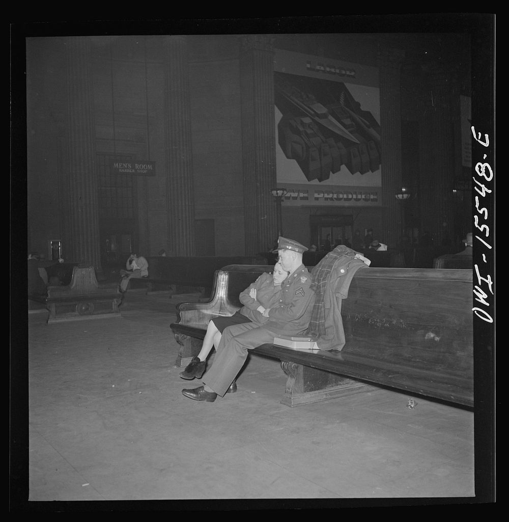 Chicago, Illinois. In the waiting room at the Union Station. Sourced from the Library of Congress.