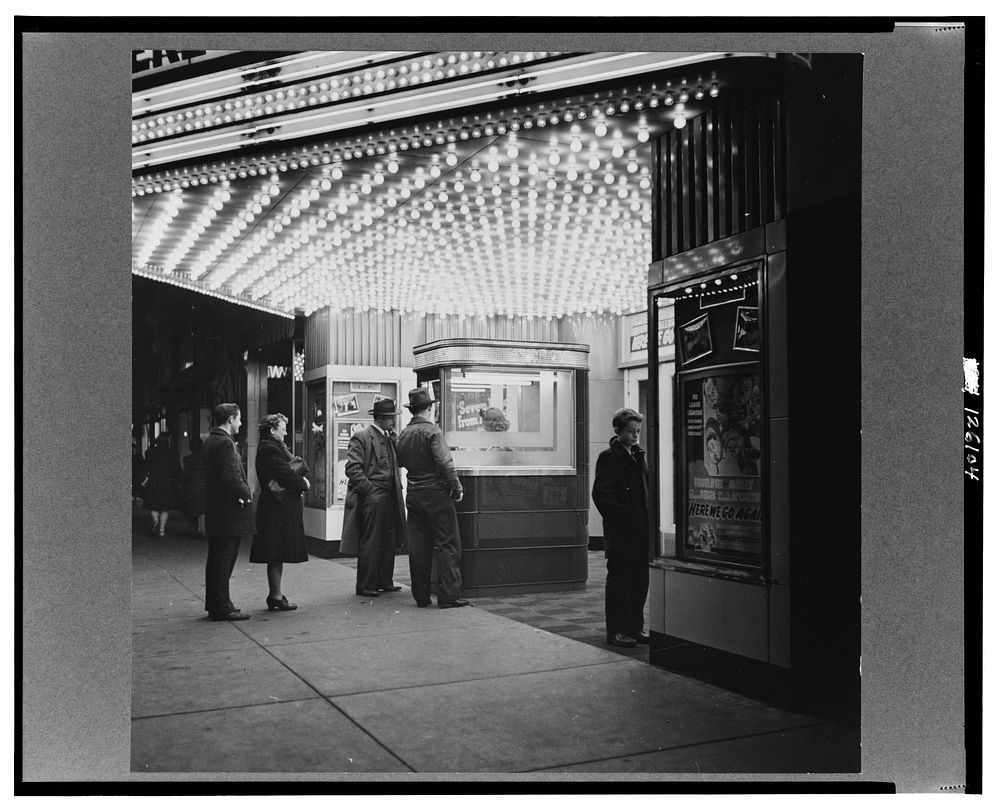 Blue Island, Illinois. The Senise family going to the movies. Sourced from the Library of Congress.