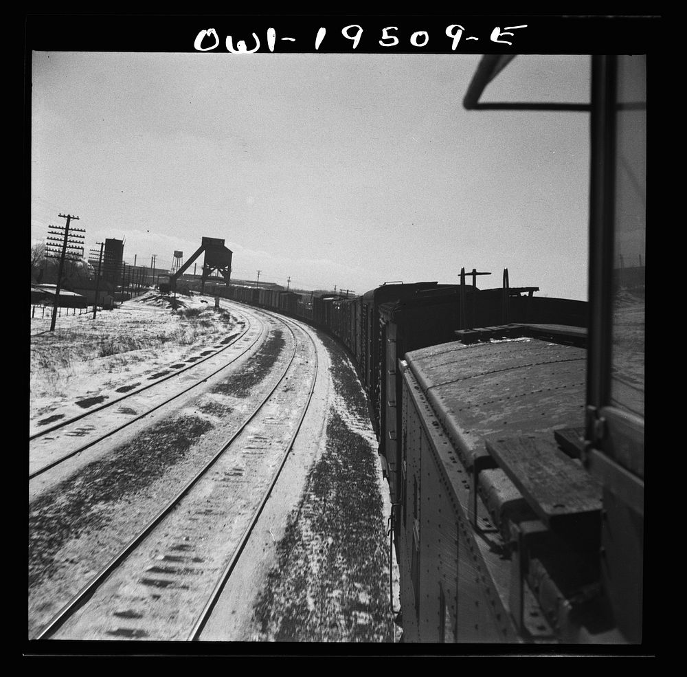 [Untitled photo, possibly related to: Streator, Illinois. The coal chutes along the Atchison, Topeka and Santa Fe Railroad…