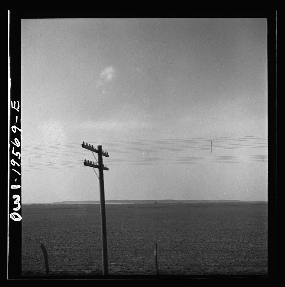 [Untitled photo, possibly related to: Alva (vicinity), Oklahoma. Farm landscape along the Atchison, Topeka and Santa Fe…