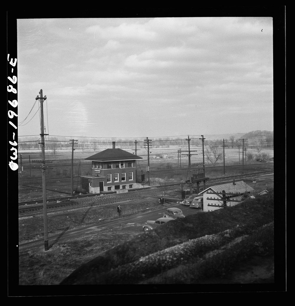 Kansas City (vicinity), Missouri. Passing terminal tower nine along the Atchison, Topeka, and Santa Fe Railroad between…