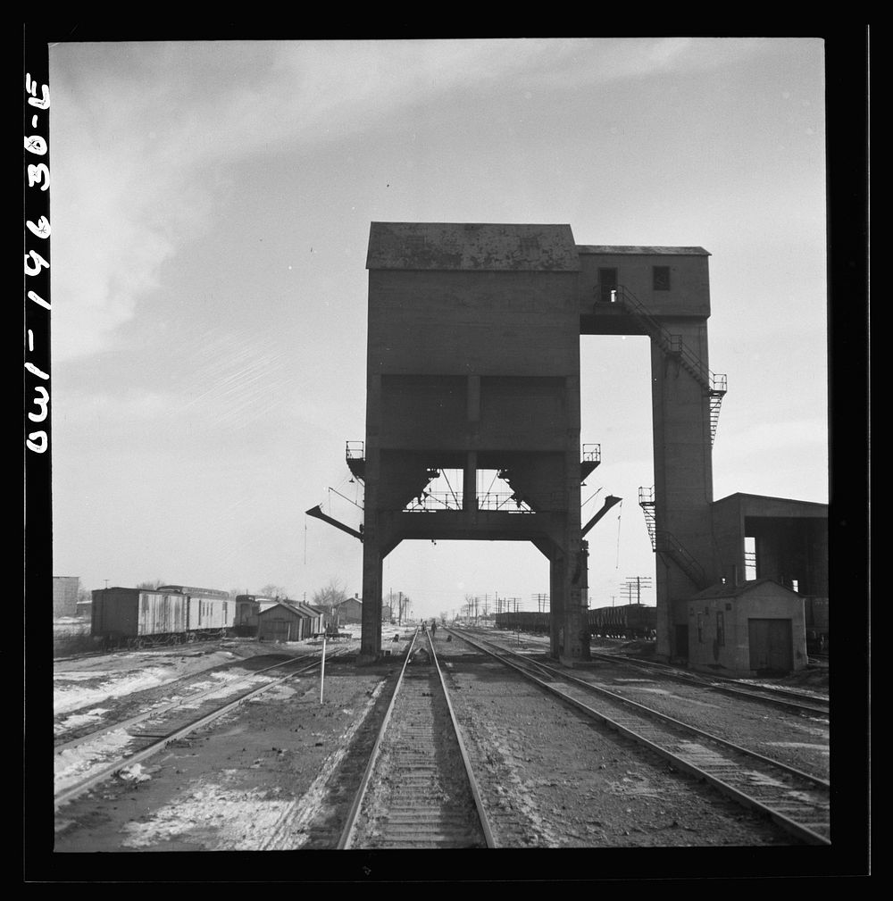Baring, Missouri. The coal chute along the Atchison, Topeka, and Santa Fe Railroad between Fort Madison, Iowa and Marceline…