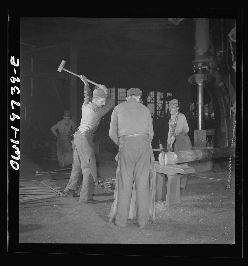 Topeka, Kansas. In the smith shop of the Atchison, Topeka, and Santa Fe Railroad. In addition to the making of the railroad…