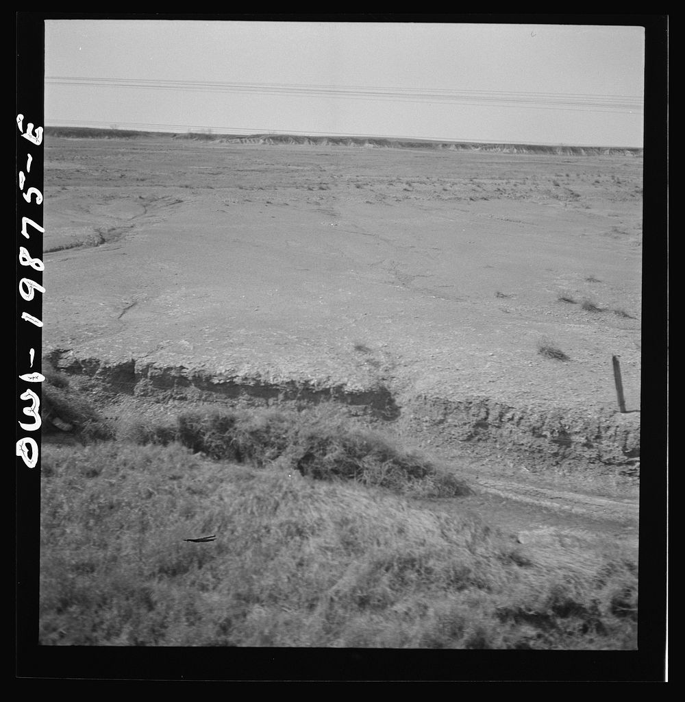 Waynoka, Oklahoma. Eroded land along the Atchison, Topeka, and Santa Fe Railroad between Wellington, Kansas and Waynoka…