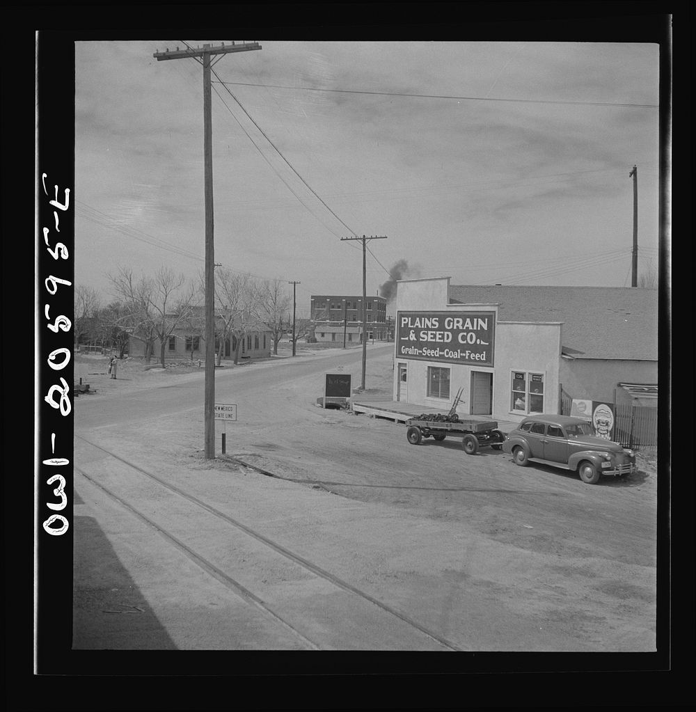 Farwell, Texas. Going through the town on the Atchison, Topeka and Santa Fe Railroad between Amarillo, Texas and Clovis, New…