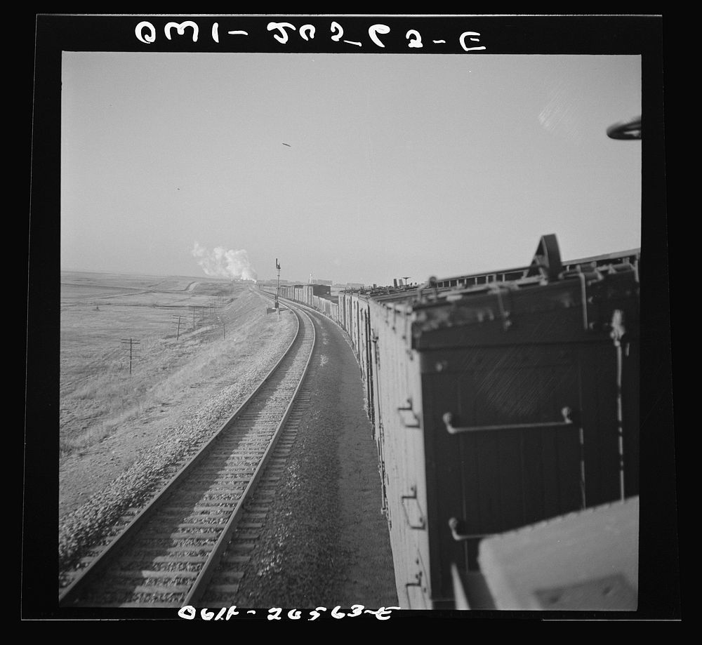 Canyon, Texas. Approaching the town on the Atchison, Topeka, and Santa Fe Railroad between Amarillo, Texas and Clovis, New…