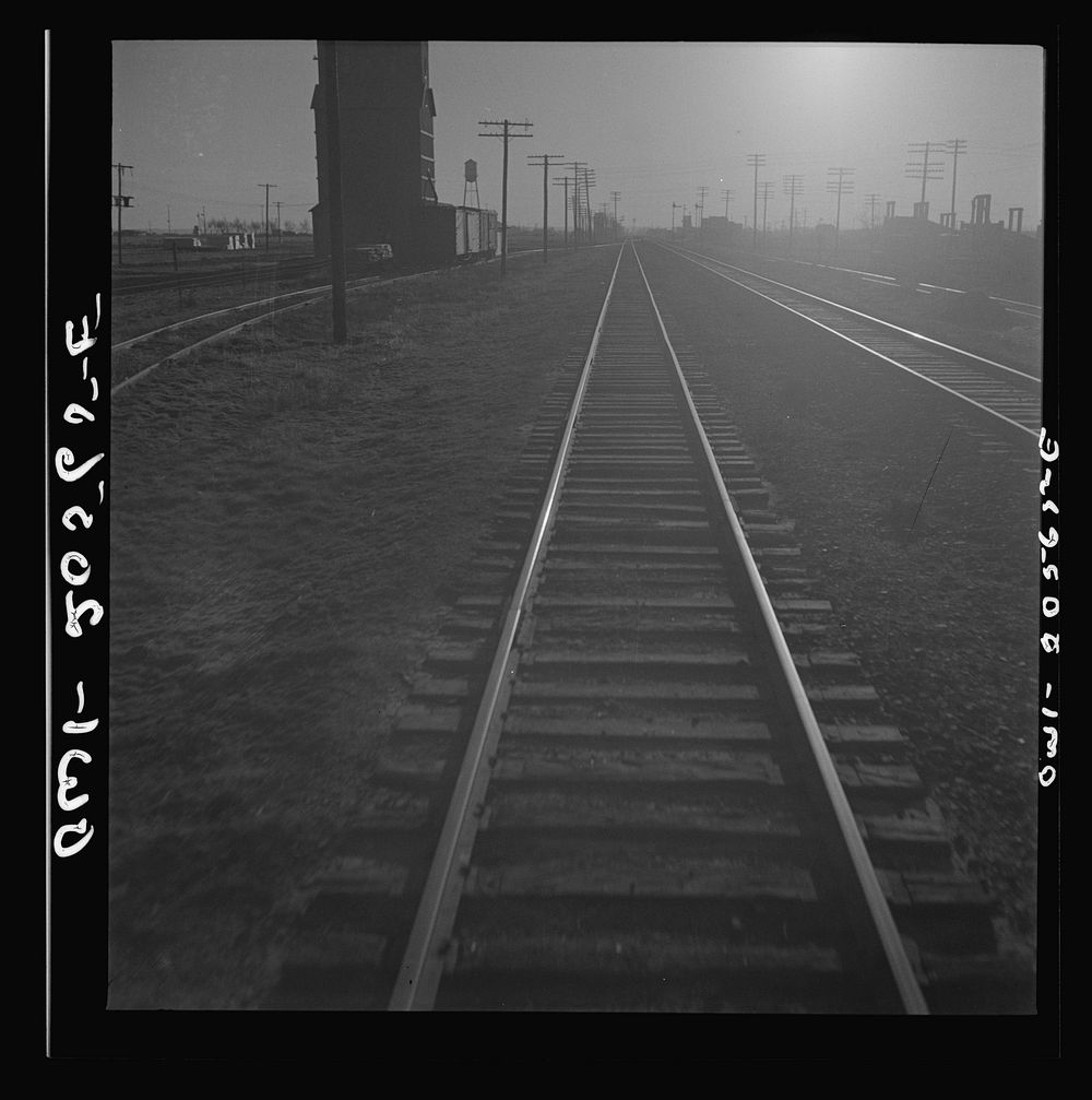 [Untitled photo, possibly related to: Canyon, Texas. Approaching the town on the Atchison, Topeka, and Santa Fe Railroad…