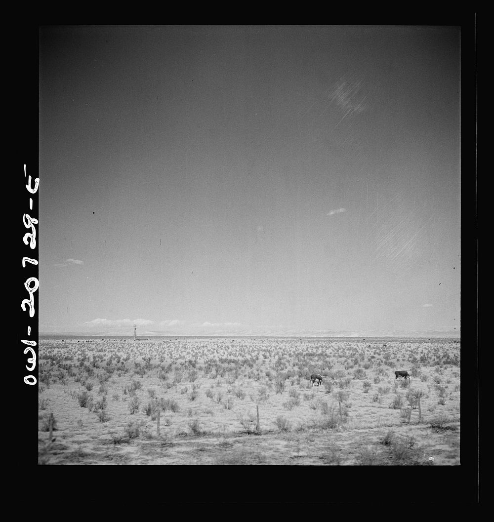 Lucy, New Mexico. Passing a ranch along the Atchison, Topeka and Santa Fe Railroad between Vaughn and Belen, New Mexico.…
