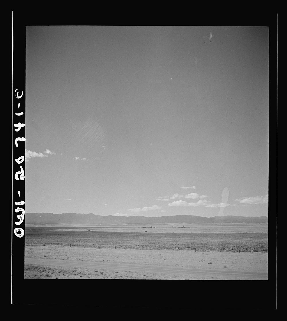 [Untitled photo, possibly related to: Mountainair, New Mexico. A cultivated field along the Atchison, Topeka and Santa Fe…