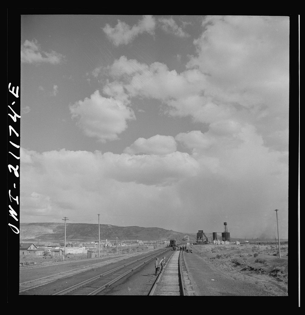 Grants, New Mexico. Going through the town on the Atchison, Topeka and Santa Fe Railroad between Belen and Gallup, New…