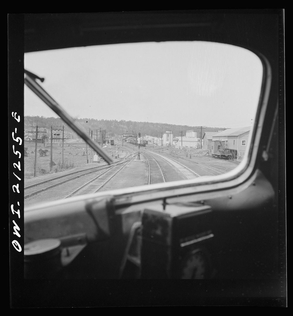 Flagstaff, Arizona. Entering the town along the Atchison, Topeka, and Santa Fe Railroad between Winslow and Seligman…