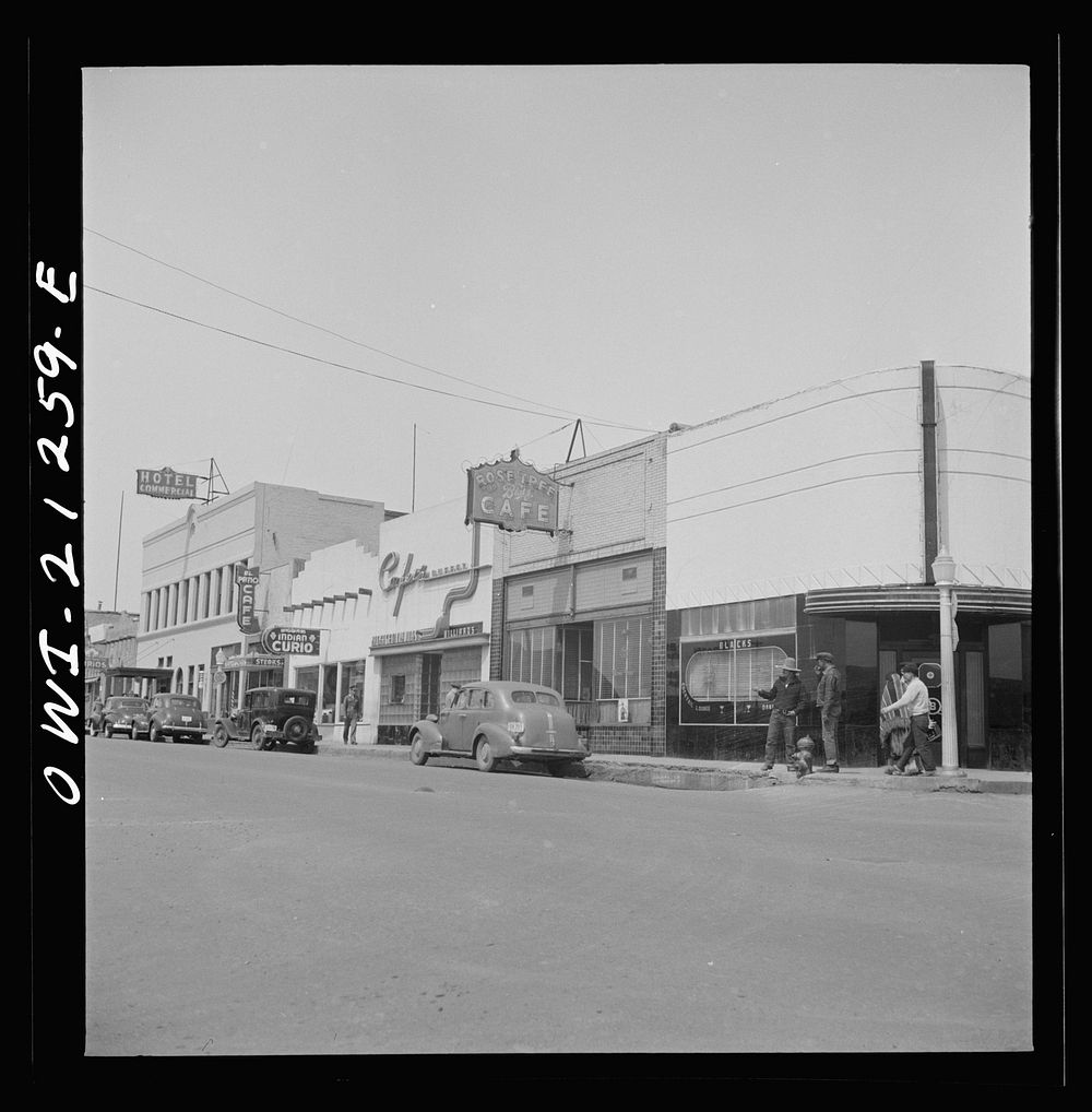 Flagstaff, Arizona. A street scene on the Atchison, Topeka, and Santa Fe Railroad between Winslow and Seligman, Arizona.…