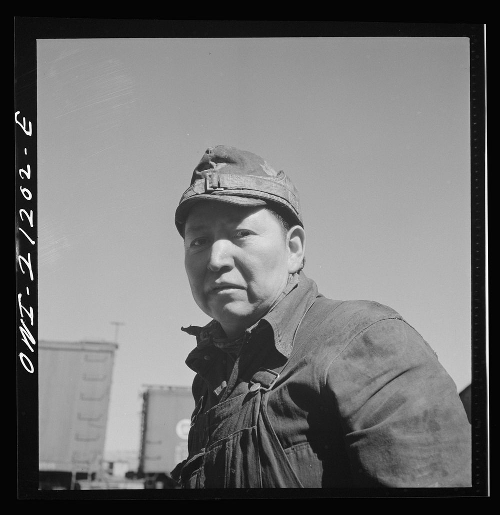 [Untitled photo, possibly related to: Gallup, New Mexico. Ben Acory, an Indian worker employed at the Atchison, Topeka and…