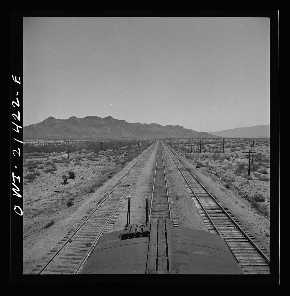[Untitled photo, possibly related to: Needles (vicinity), California. Desert country along the Atchison, Topeka, and Santa…