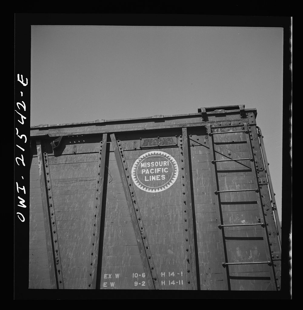 San Bernardino, California. Missouri Pacific Railroad freight car. Sourced from the Library of Congress.
