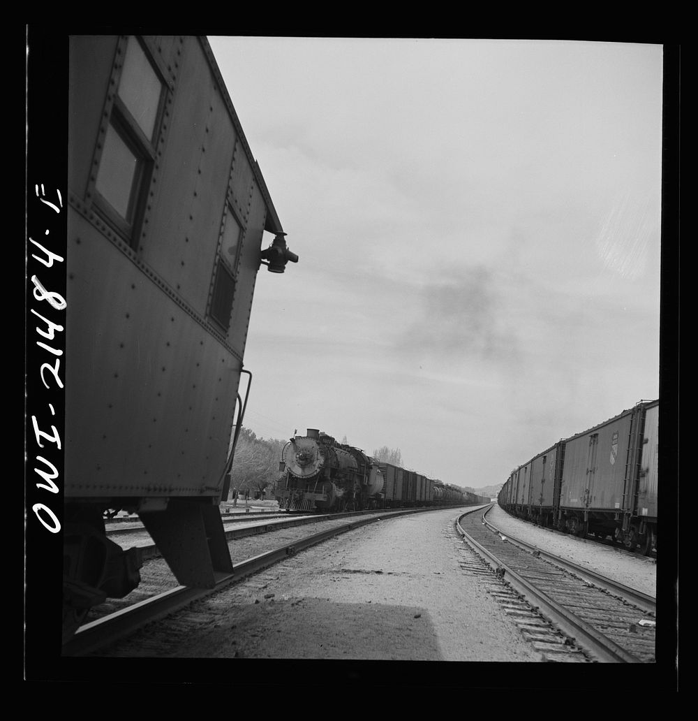 Victorville, California. Going through the town on the Atchison, Topeka and Santa Fe Railroad between Barstow and San…