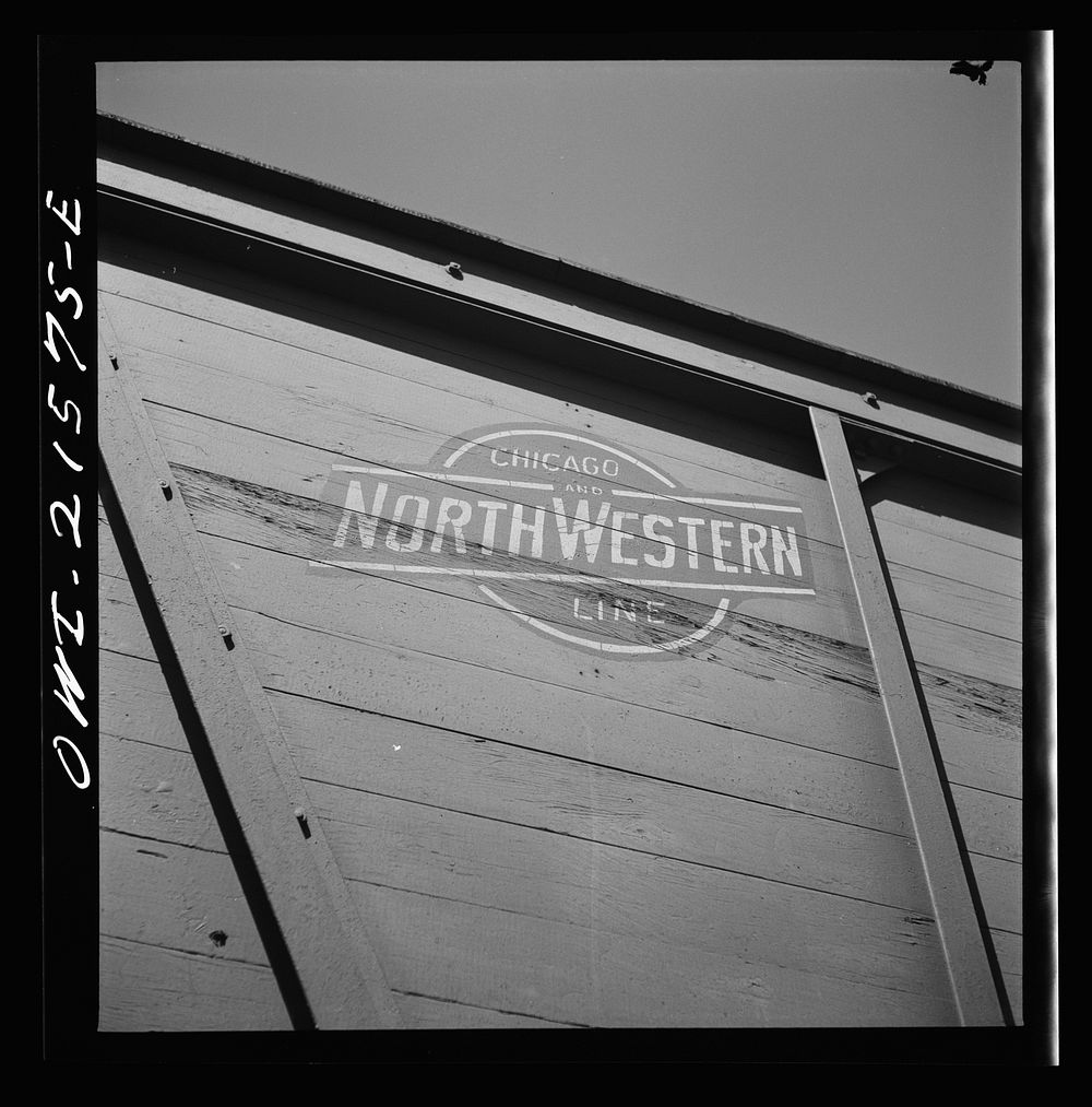 San Bernardino, California. A symbol on a car of the Chicago and Northwestern Railroad. Sourced from the Library of Congress.