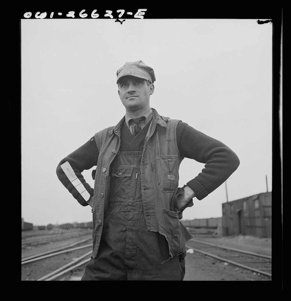 Cicero, Illinois. A switchman at Clyde yard of the Chicago, Burlington and Quincy Railroad. Sourced from the Library of…