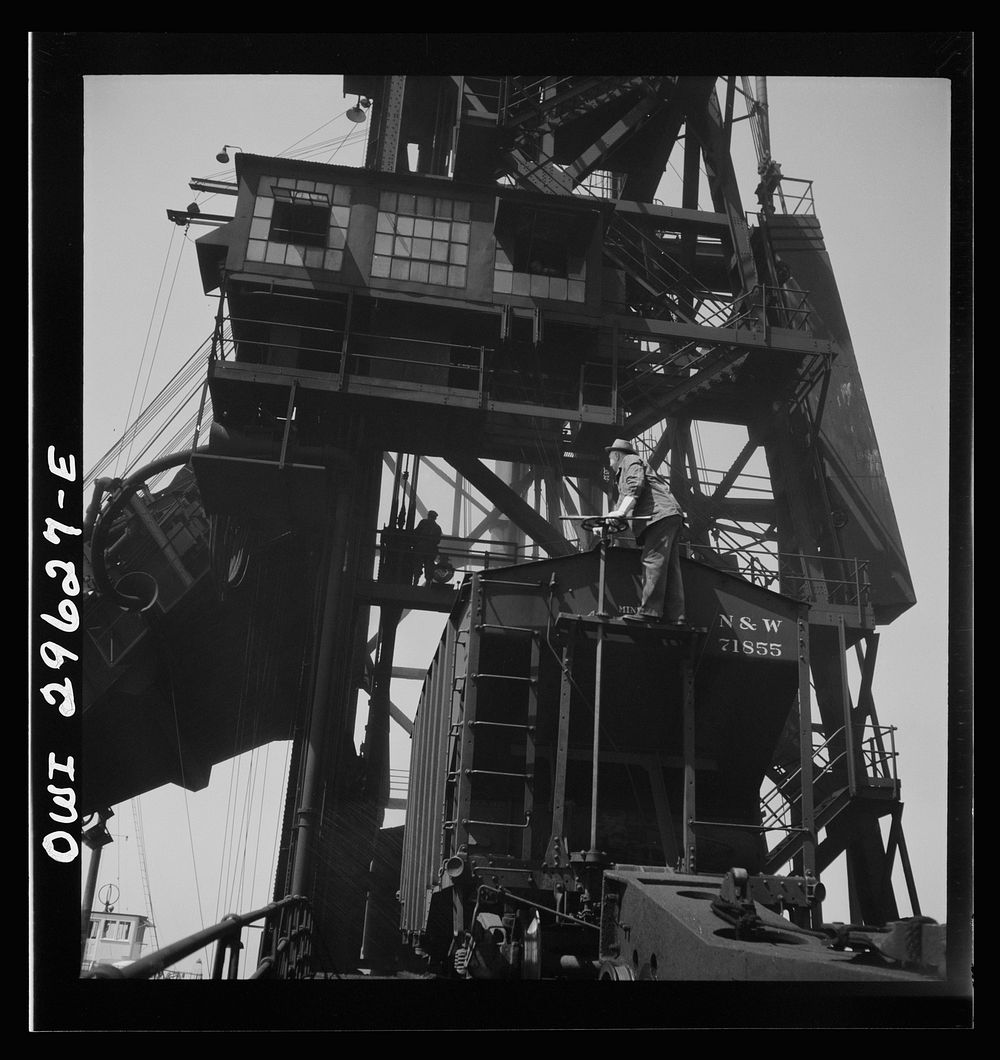 Sandusky, Ohio. A carload of coal at the loading machine at the Pennsylvania Railroad dock. Sourced from the Library of…