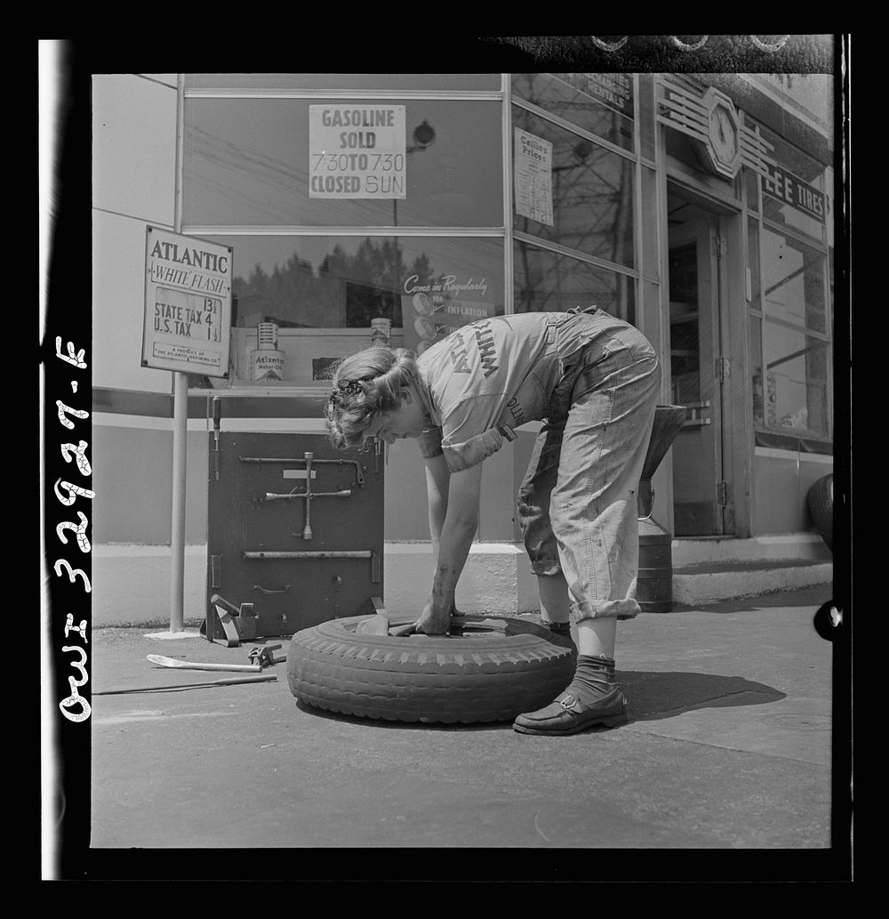 Philadelphia, Pennsylvania. Miss Natalie O'Donald, a garage attendant at the Atlantic Refining Company. Sourced from the…