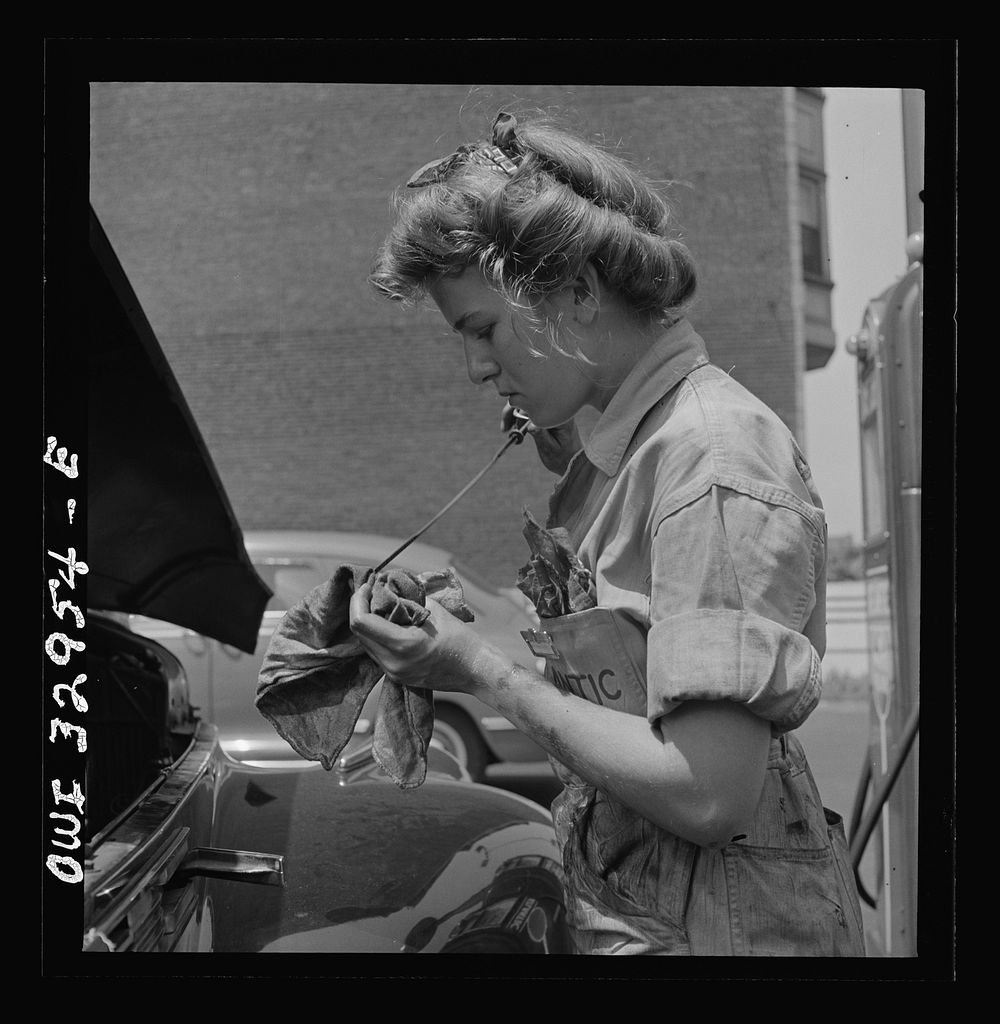 Philadelphia, Pennsylvania. Miss Natalie O'Donald, a garage attendant at the Atlantic Refining Company garages. Sourced from…