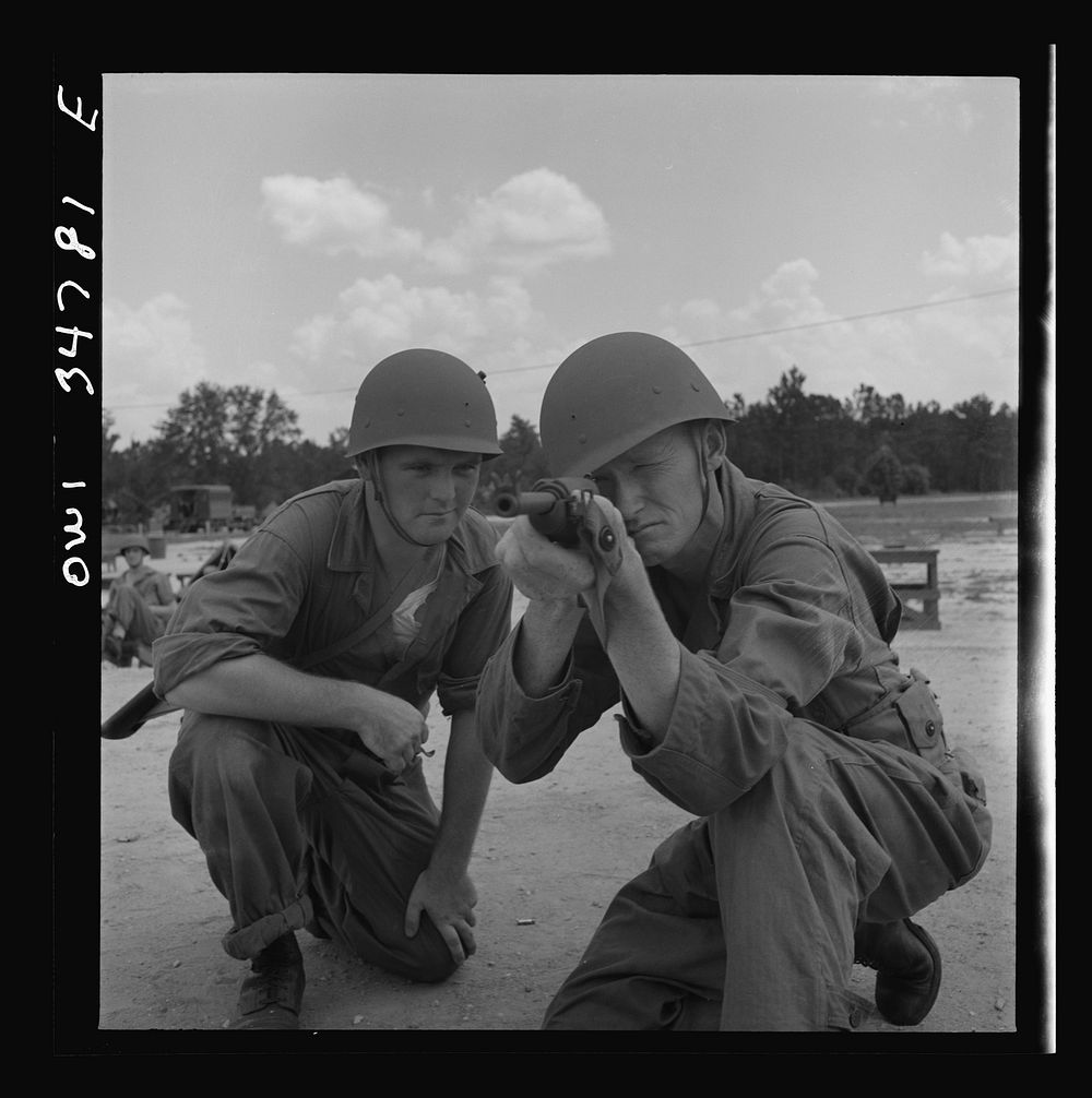 Warner Robins, Georgia. Air Service Command, Robins Field. Private Walter F. Guthrie, of Canadian, Texas, learning to handle…