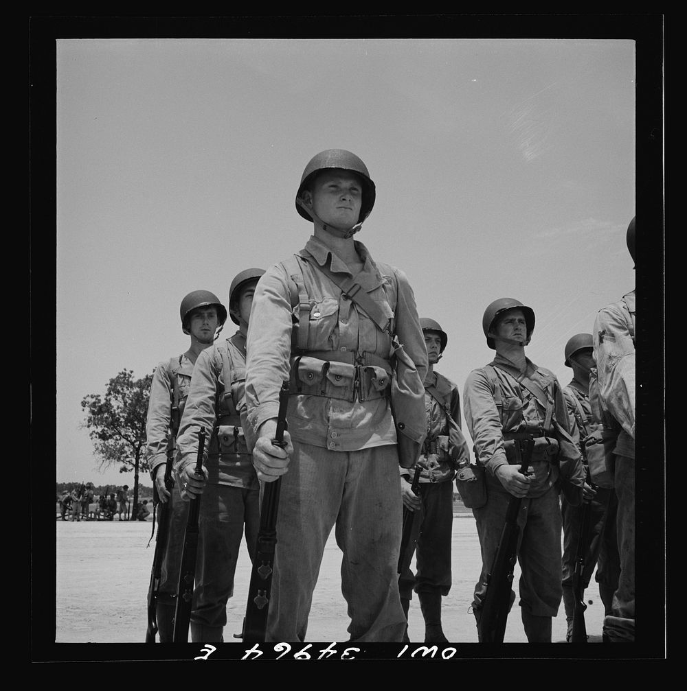 [Untitled photo, possibly related to: Daniel Field, Georgia. Air Service Command. Enlisted men learning close order drill].…