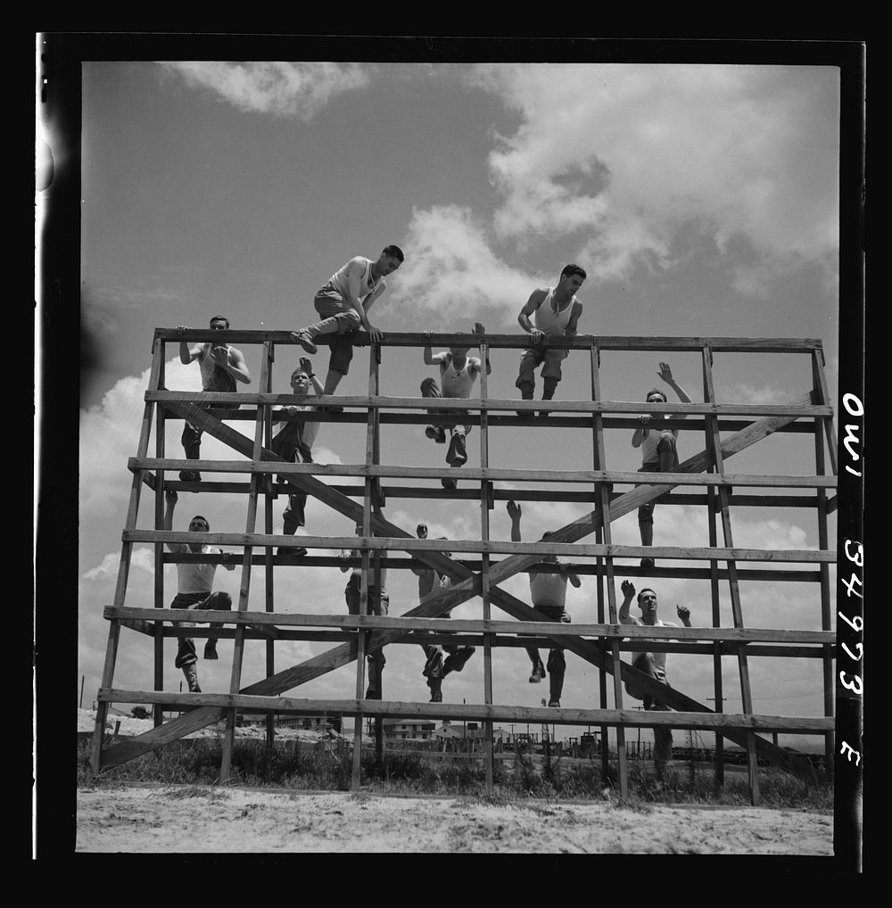Daniel Field, Georgia. Air Service Command. Enlisted men going through the obstacle course. Sourced from the Library of…