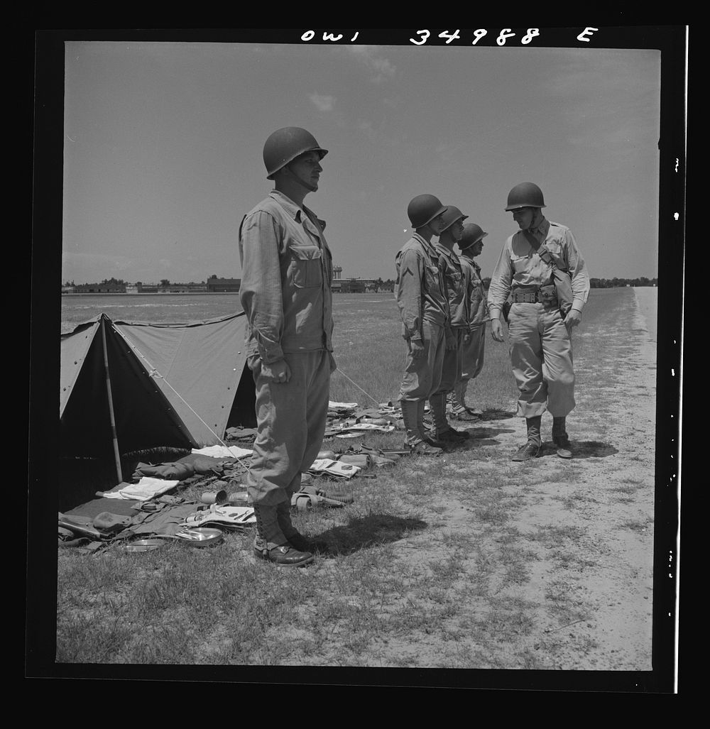 Daniel Field, Georgia. Air Service Command. Officer inspecting ranks. Sourced from the Library of Congress.