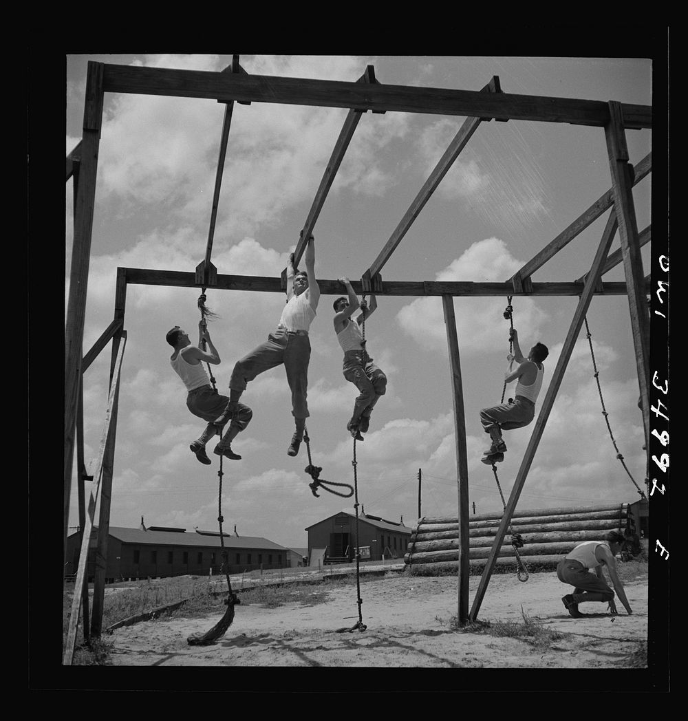 [Untitled photo, possibly related to: Daniel Field, Georgia. Air Service Command. Enlisted men going through the obstacle…
