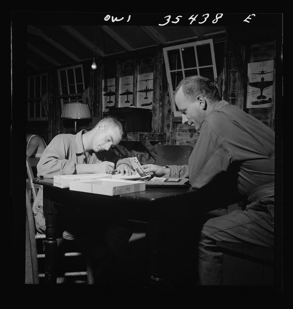 Greenville, South Carolina. Air Service Command. Writing a letter home. Sourced from the Library of Congress.
