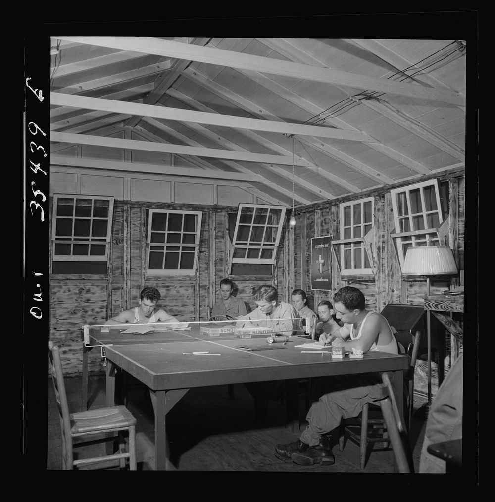 Greenville, South Carolina. Air Service Command. In the day room of the 25th service group. Sourced from the Library of…