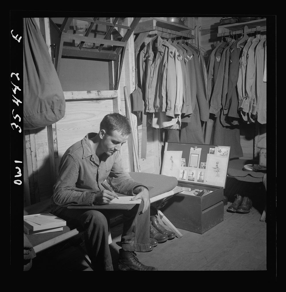 Greenville, South Carolina. Air Service Command. Writing a letter home. Sourced from the Library of Congress.