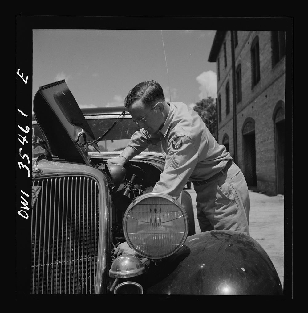 Bowman, South Carolina. Sergeant John Riley of the 25th service group, Air Service Command, on leave at his home. He is…