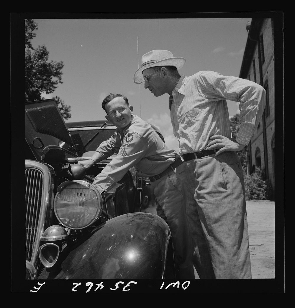 [Untitled photo, possibly related to: Bowman, South Carolina. Sergeant John Riley of the 25th service group, Air Service…