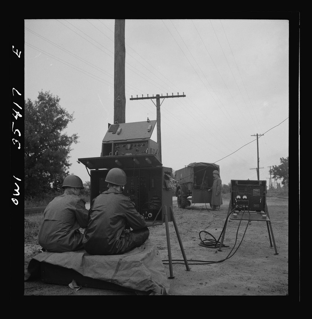 Greenville, South Carolina. Air Service Command. Men of the 1067th signal company of the 25th service group operating a…