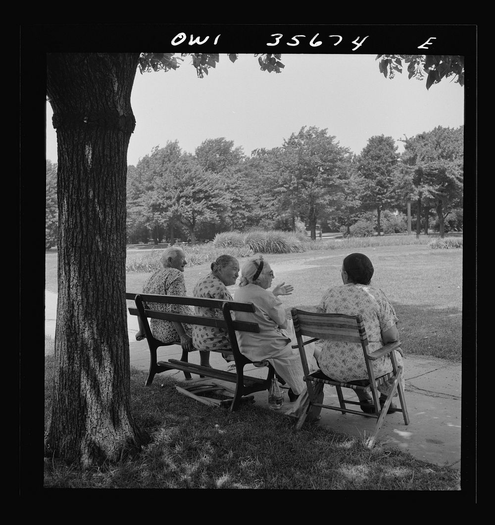 Philadelphia, Pennsylvania. A group of women seated in the shade at Fairmont Park. Sourced from the Library of Congress.