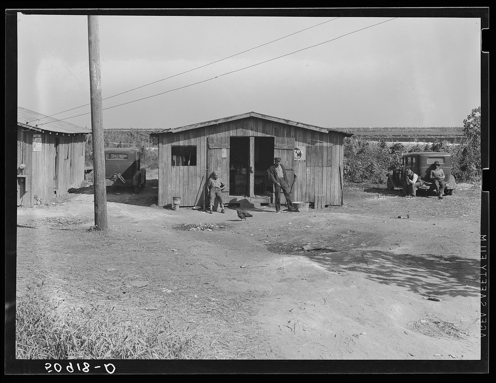  migrant agricultural worker's quarters near Belle Glade, Florida. The car has a New Jersey license. Sourced from the…