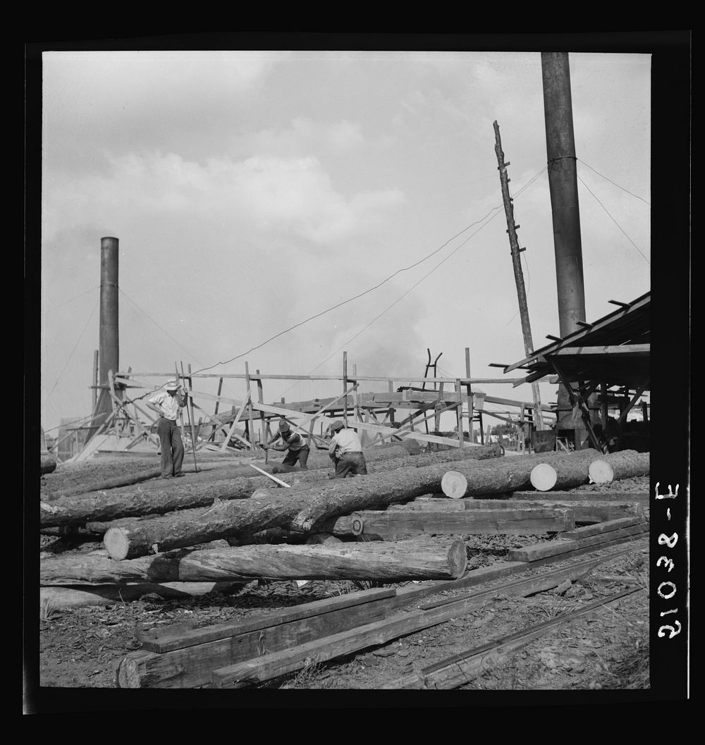 [Untitled photo, possibly related to: Waiting for motor to cool off. Sawmill, Childs, Florida]. Sourced from the Library of…