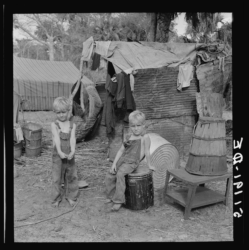[Untitled photo, possibly related to: Migrant laborers' camp near Canal Point, Florida]. Sourced from the Library of…