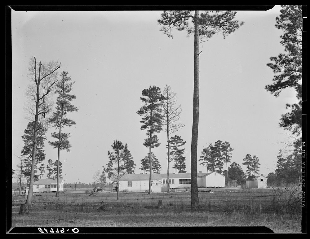 Rearview of school and community buildings. Prairie Farms, Alabama. Sourced from the Library of Congress.