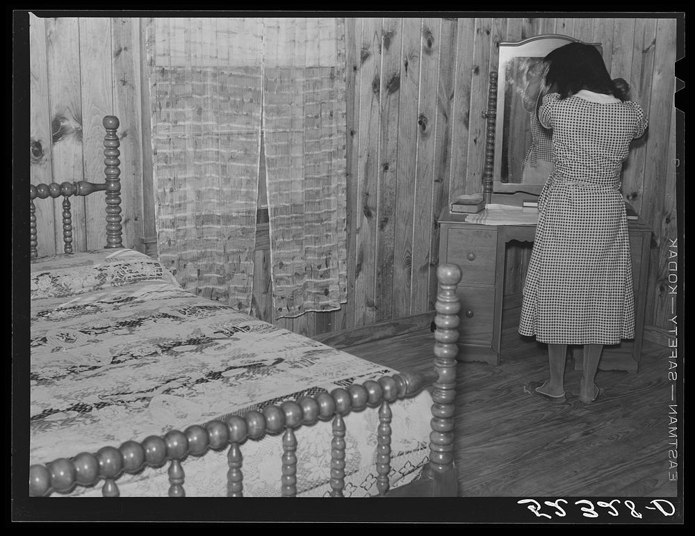 [Untitled photo, possibly related to: Bedroom showing new furniture in home of Cube Walter,  tenant purchase client.…