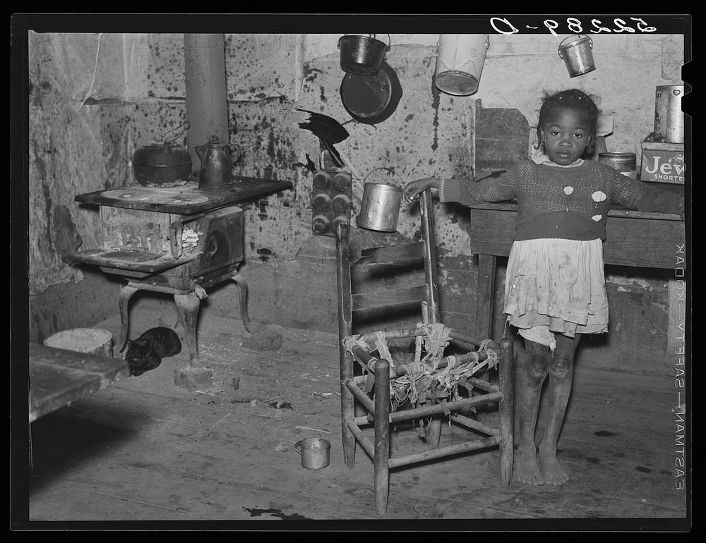 Kitchen in  tenant home. Mileston Plantation, Mississippi Delta, Mississippi. Sourced from the Library of Congress.