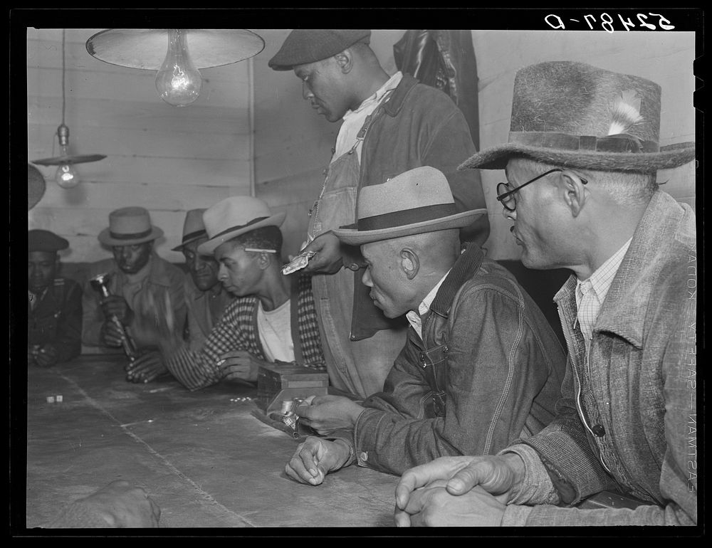 es gambling with their cotton money in a juke joint outside of Clarksdale, Mississippi Delta. Sourced from the Library of…