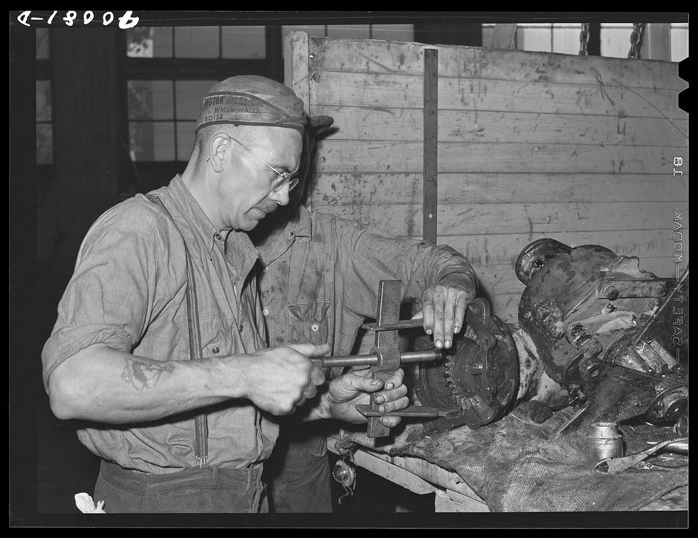 In farm machinery repair shop. Colfax, Washington by Russell Lee