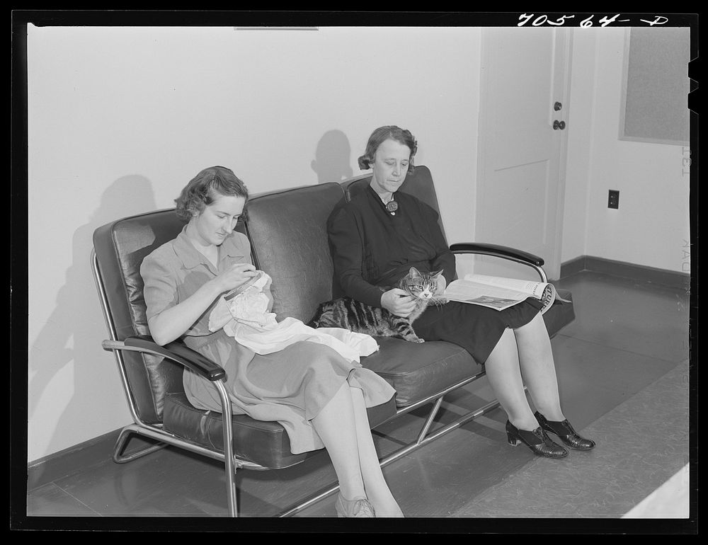 Women who work at the Navy shipyards in the community room for women at the FSA (Farm Security Administration) duration…